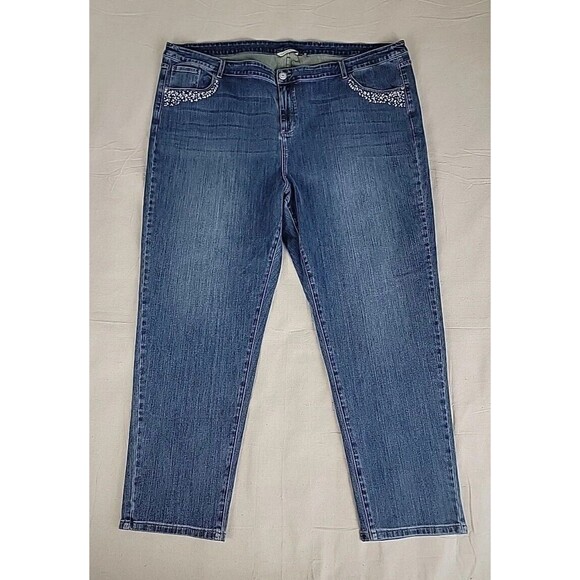 Soft Surroundinsg Jeans Womens 24 48x29 High Rise Boot Spangle Blue Stretch - Picture 16 of 16